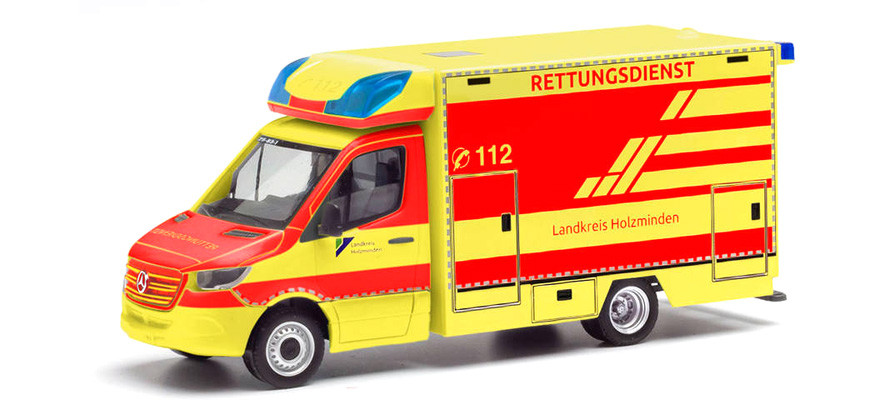 Herpa MB Sprinter 18 Fahrtec RTW " Landkreis Holzminden ", NH 01-02 / 22