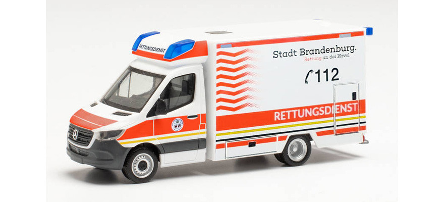 Herpa MB Sprinter 18 Fahrtec RTW " Rettungsdienst Brandenburg ", NH 01-02 / 22,