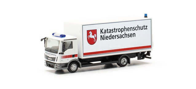Herpa MAN TGL Koffer-LKW mit Ladebordwand "Katastrophenschutz Niedersachsen" (Niedersachsen/Celle),NH 01-02/24