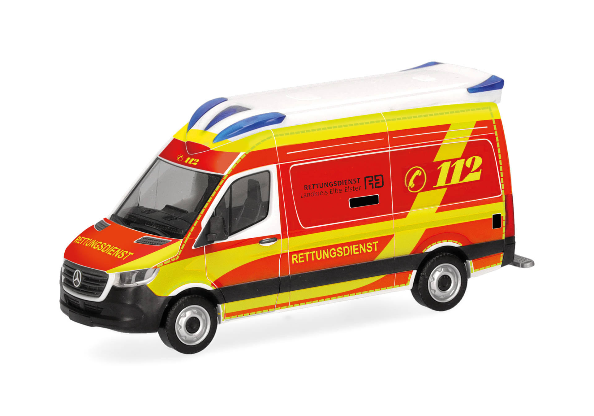 Herpa MB Sprinter 18 Delfis RTW "Rettungsdienst Landkreis Elbe-Elster" NH 03-04/26