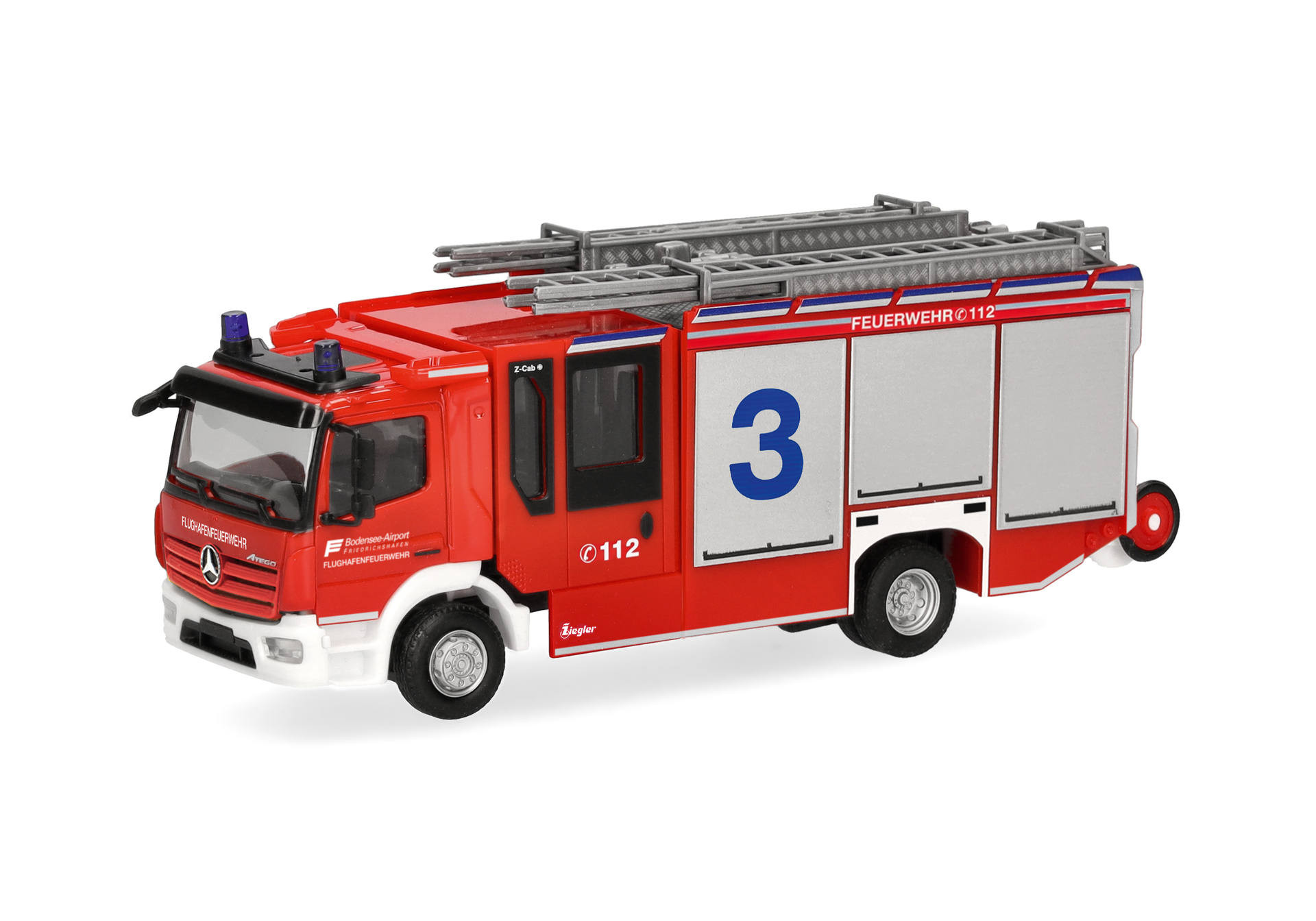 Herpa MB Atego '13 Z-Cab "Flughafen-Feuerwehr Friedrichshafen"  ,NH 07-08/26