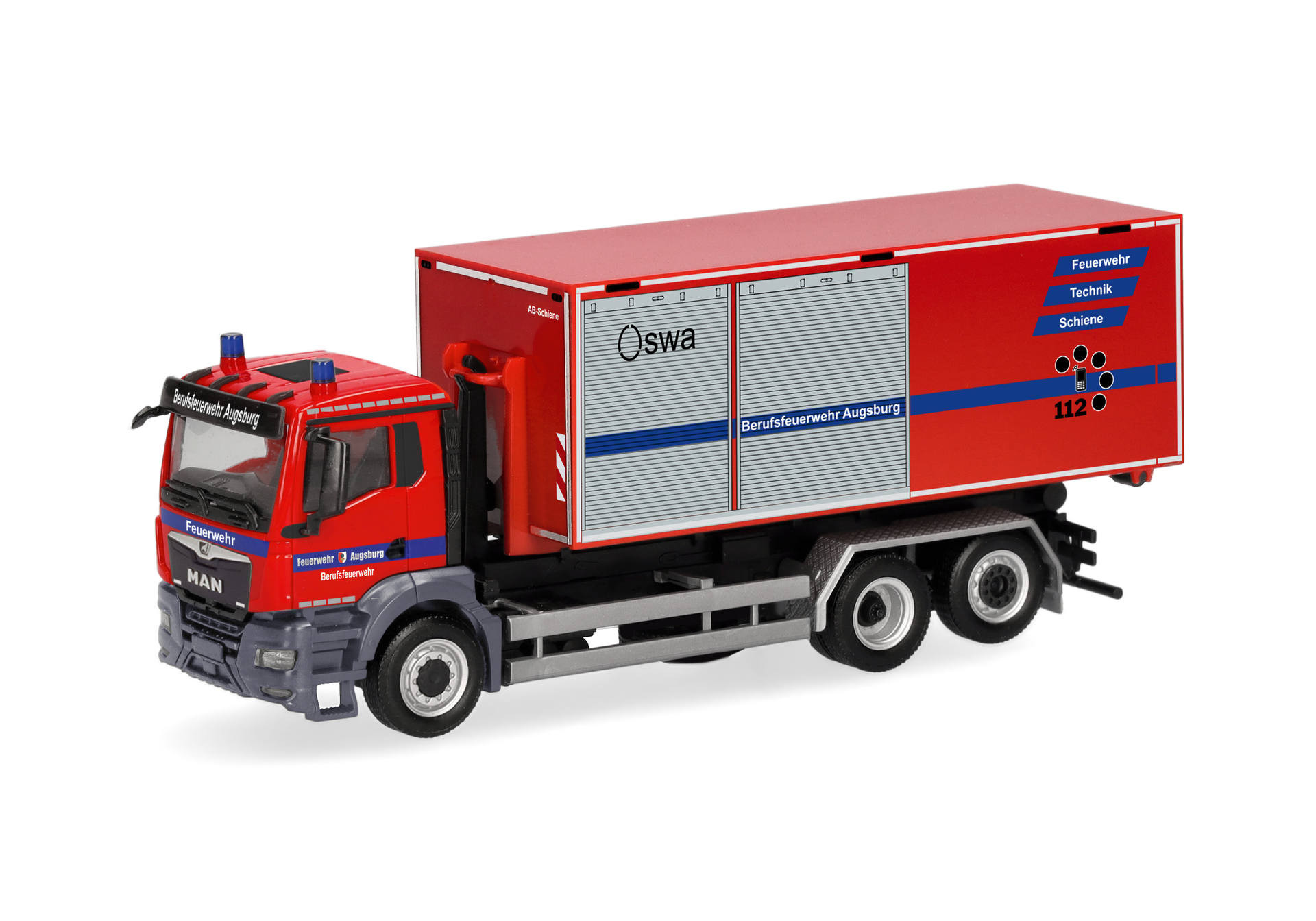 Herpa MAN TGS  WLF mit AB-Schiene "Feuerwehr Augsburg",NH 07-08/26