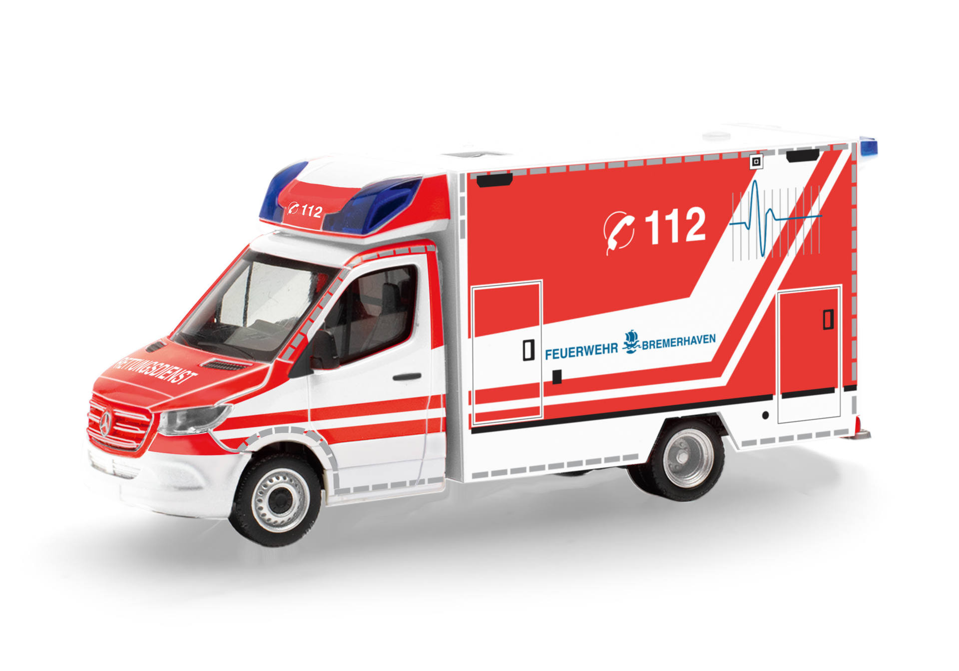 Herpa MB Sprinter '18 Fahrtec RTW "Feuerwehr Bremerhaven",NH 07-08/26
