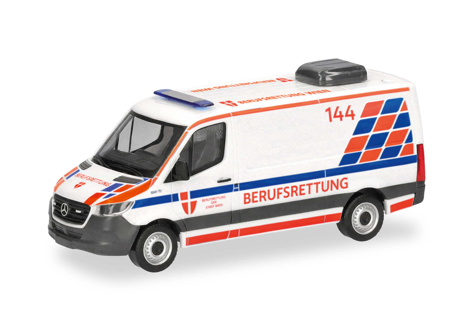 Herpa MB Sprinter '18 Bus Flachdach "Berufsrettung Wien", Österreich, NH 09-10/26