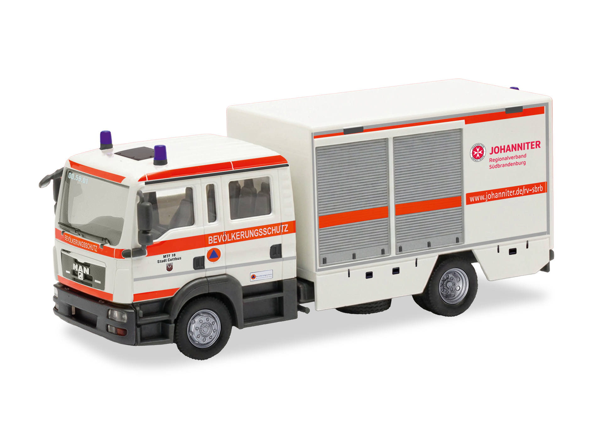Herpa MAN TGL 08 GW-SAN "Die Johanniter Cottbus/Bevölkerungsschutz" , NH 09-10/26