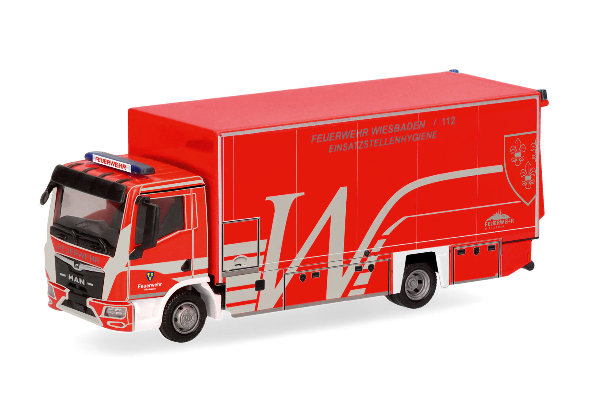 Herpa MAN TGL Koffer-LKW mit Ladebordwand "Feuerwehr Wiesbaden/Einsatzstellenhygiene", NH 11-12/26