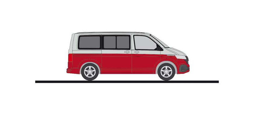 Rietze Volkswagen VW T6.1 Bus KR, reflexsilber/fortanorot