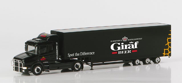 Herpa Scania Hauber Jumbokoffer-SZ "Giraf-Beer" 