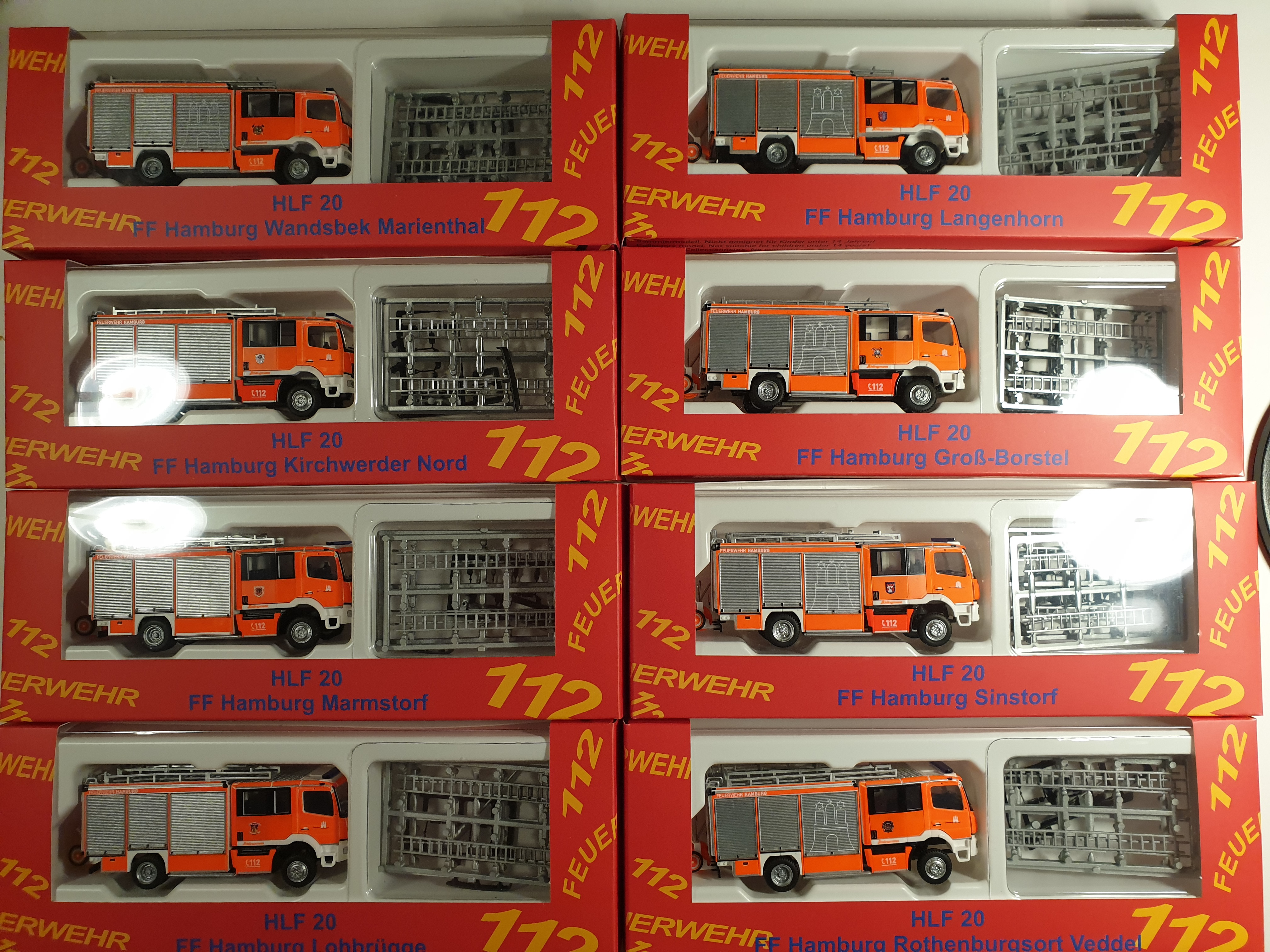 Set Rietze MB Atego Varus HLF Feuerwehr Hamburg FF (Formänderung), ( 8 Varianten )