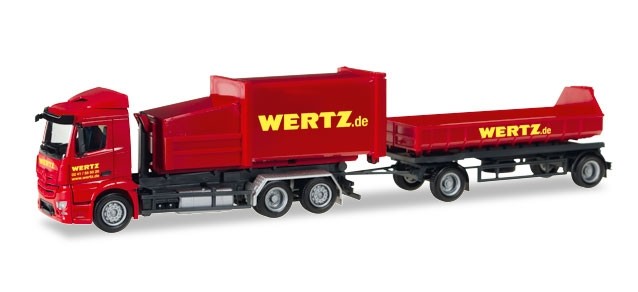 Herpa MB Antos Pressmüllcontainer-Hängerzug "Wertz Aachen" 
