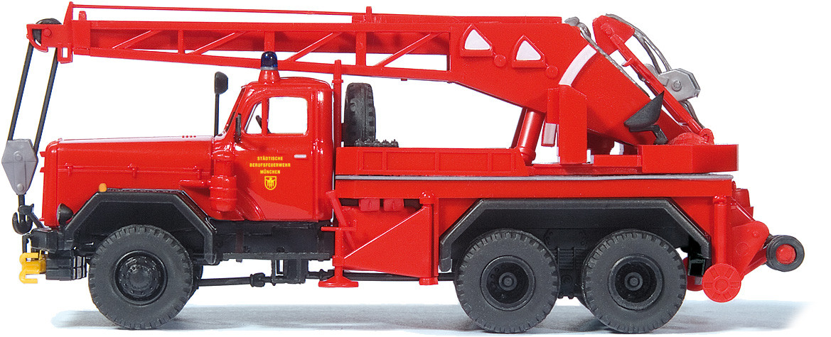 Preiser Kranwagen KW 16, Feuerwehr. F Magirus 250 D 25 A. Bausatz