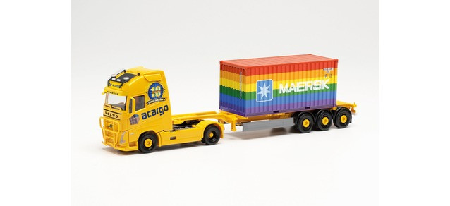 Herpa Volvo FH Gl. XL 2020 Container-Sattelzug „Acargo 10 Jahre / 20 ft. Maersk Rainbow“ 