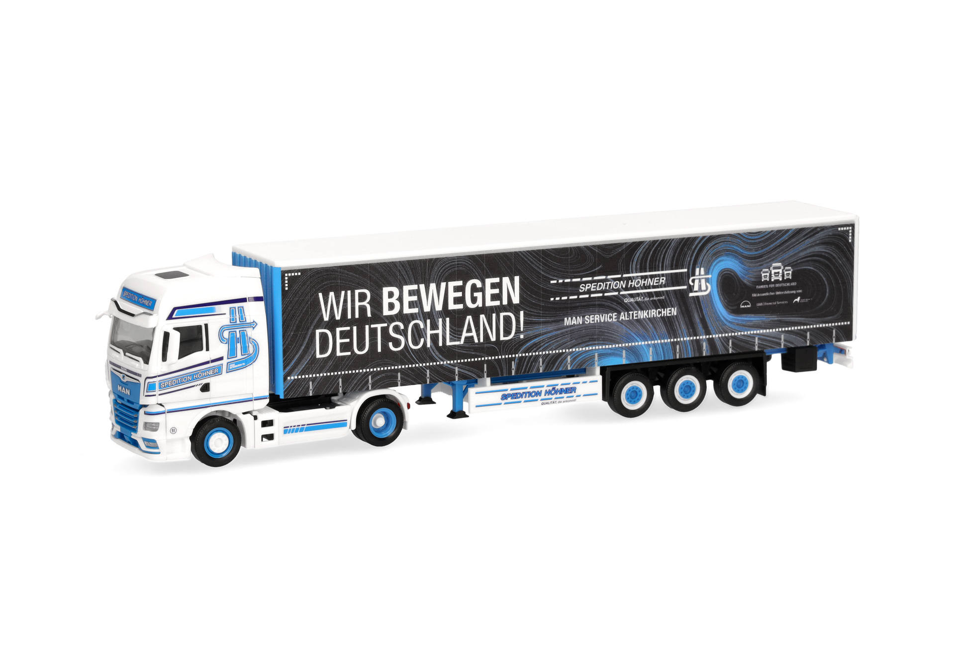 Herpa MAN TGX GX Gardinenplanen-Sattelzug "Spedition Höhner/Wir bewegen Deutschland" 