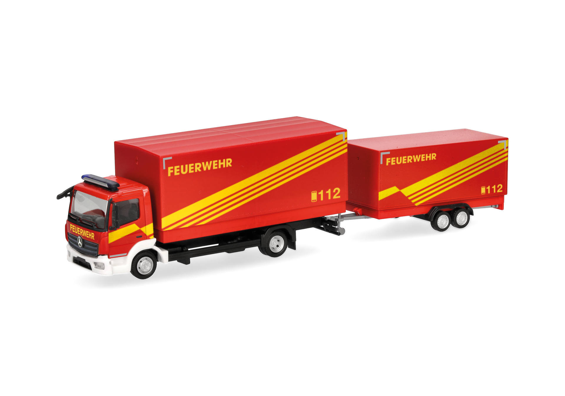 Herpa MB Atego`13 Planen-LKW mit Anhänger "Feuerwehr GW Logistik"  ,NH 05-06/26
