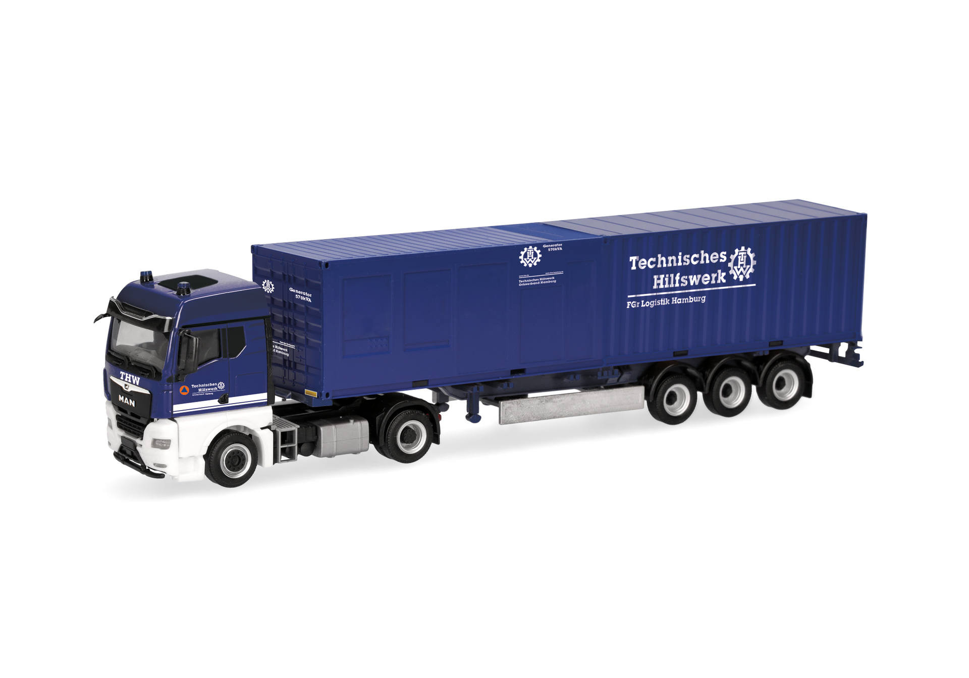 Herpa MAN TGX GM Container-SZ "THW Hamburg",NH 07-08/26