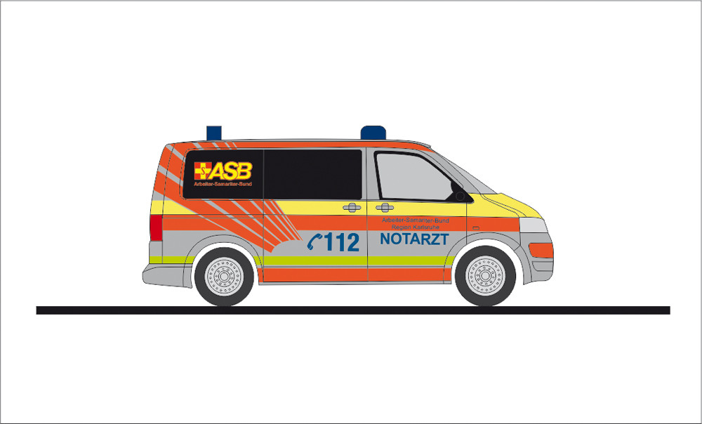 Rietze Einsatz-Serie VW T5`10 NEF ASB Karlsruhe,