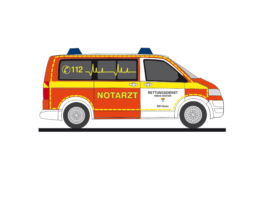 Rietze VW T5 `10 NEF Rettungsdienst Höxter, NH 01-02/19