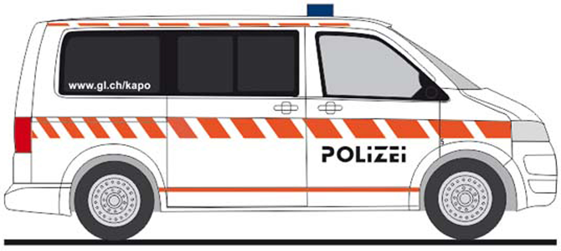 Rietze VW T5 `10 " Kantonspolizei Glarus (CH) ", NH 01-02/21,(Vorbestellung / Modell noch nicht lieferbar !!!)