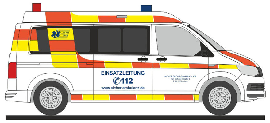 Rietze Einsatz-Serie VW T6 MD ELW "Aicher Ambulanz", NH 05-06/23