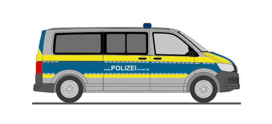 Rietze Volkswagen T6 Polizei Mecklenburg Vorpommern, NH April 21,(Vorbestellung / Modell noch nicht lieferbar !!!)