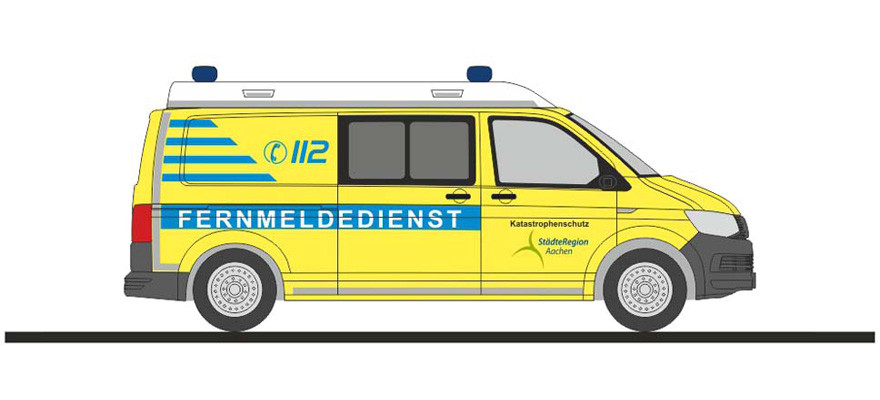 Rietze Einsatz-Serie VW T6 Fernmeldedienst " KatS Städte Region Aachen ", NH 01-02 / 22,