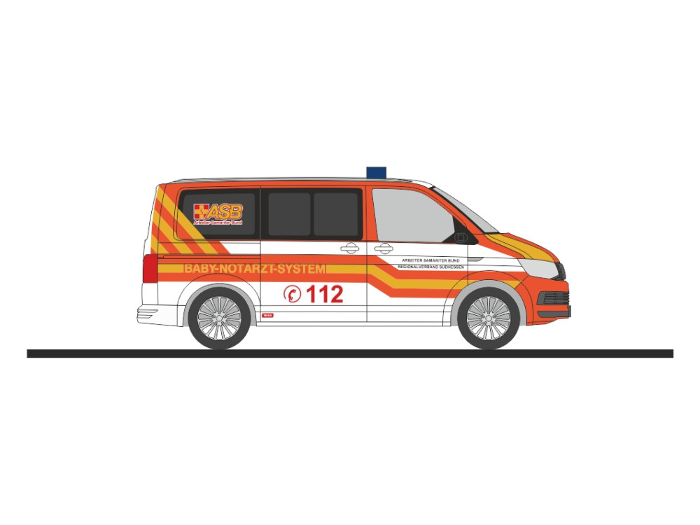 Rietze VW T6 Baby - NEF " ASB Südhessen ", NH 07-08/26