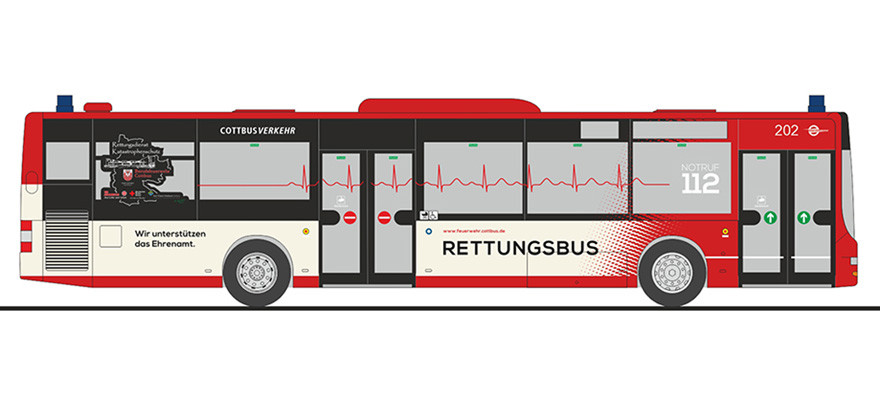 Rietze MAN Lion`s City`15 „Cottbusverkehr Rettungsbus“, NH 11-12/24