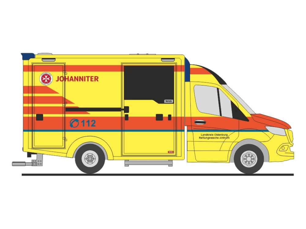 Rietze MB Sprinter 18 WAS RTW " JUH Oldenburg-OV Ahlhorn ", NH 11-12/26