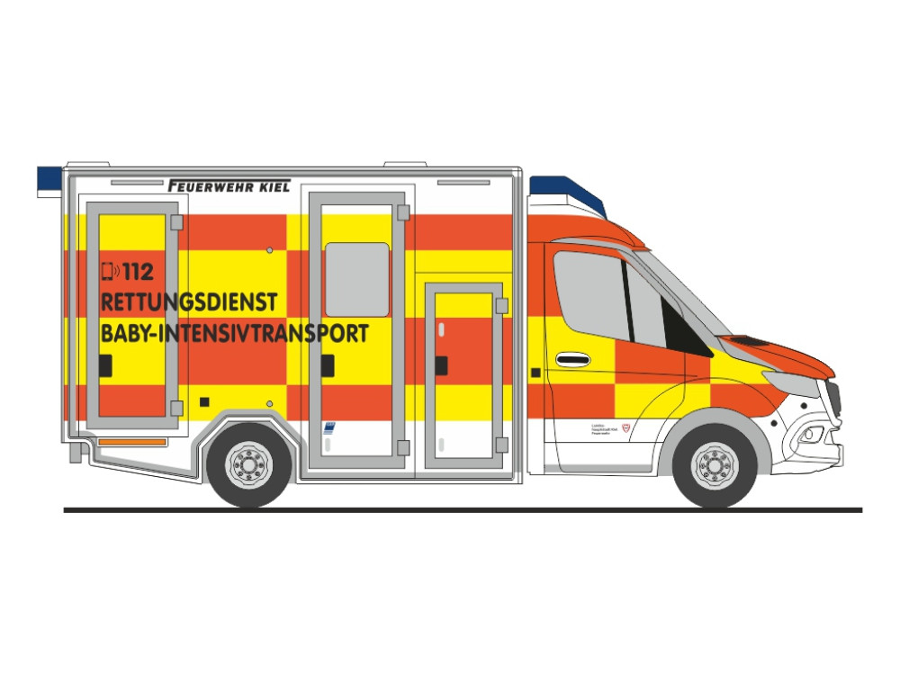 Rietze Einsatz-Serie MB Sprinter GSF Baby-ITW " RD Feuerwehr Kiel ", NH 11-12/26