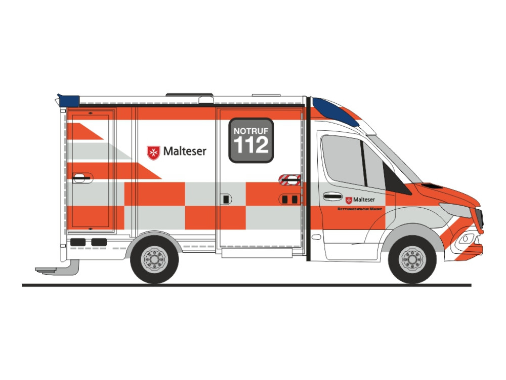 Rietze MB Sprinter 18 Strobel RTW MHD Mainz, NH 05-06/26