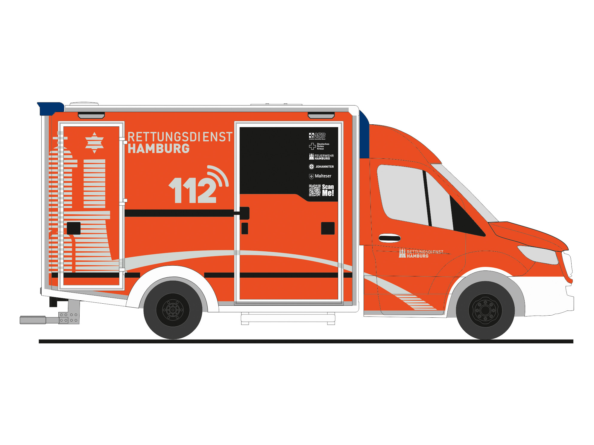 Rietze MB Sprinter WAS RTW " RD Hamburg JUH ", NH 01-02/26