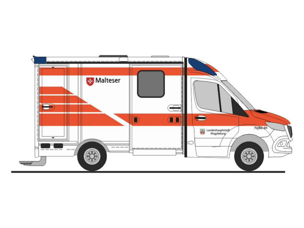 Rietze MB Sprinter 18 Strobel RTW MHD Magdeburg, NH 05-06/26