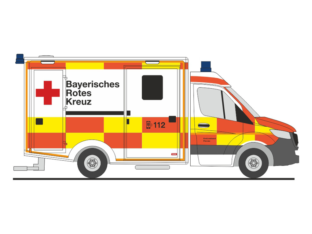 Rietze MB Sprinter 18 WAS RTW „BRK KV Passau“, NH 03-04/25