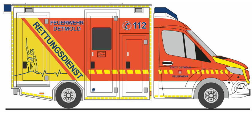 Rietze Einsatz-Serie MB Sprinter GSF RTW „Feuerwehr Detmold“, NH 01-02/25
