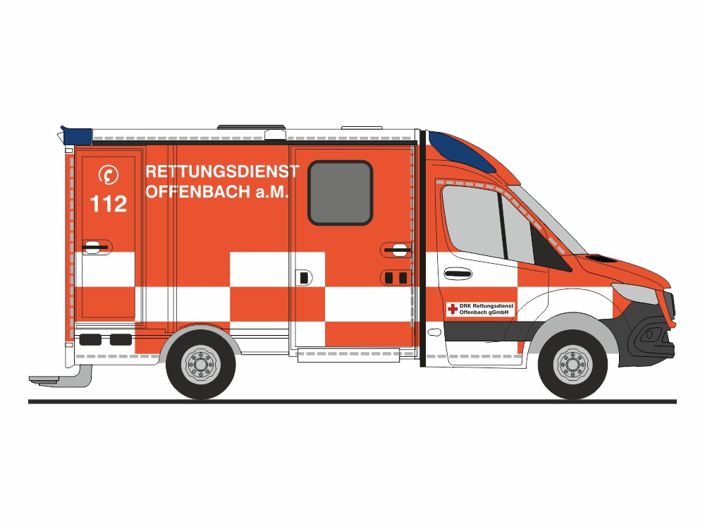 Rietze Einsatz-Serie MB Sprinter 18 Strobel RTW „DRK Offenbach / Main“, NH 05-06/25