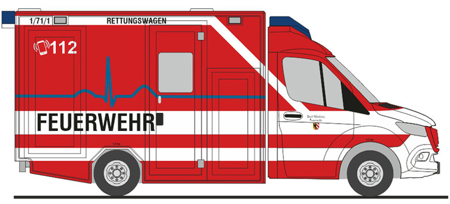 Rietze MB Sprinter 18 GSF RTW „Feuerwehr Nürnberg“, NH 01-02/24