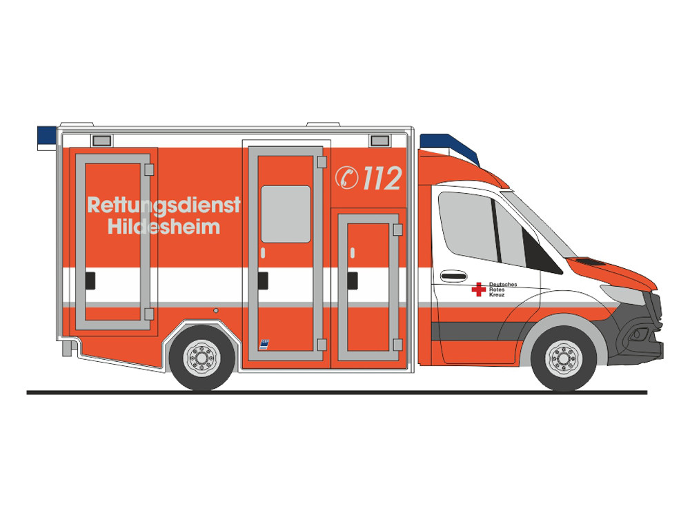 Rietze MB Sprinter 18 GSF RTW "Rettungsdienst Hildesheim" , NH 01-02 / 23