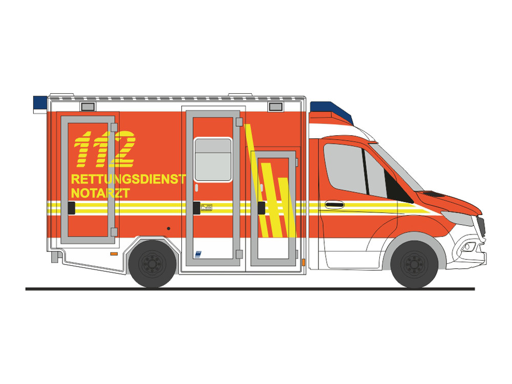 Rietze MB Sprinter 18 GSF RTW " Feuerwehr Krefeld ", NH 03-04 / 22
