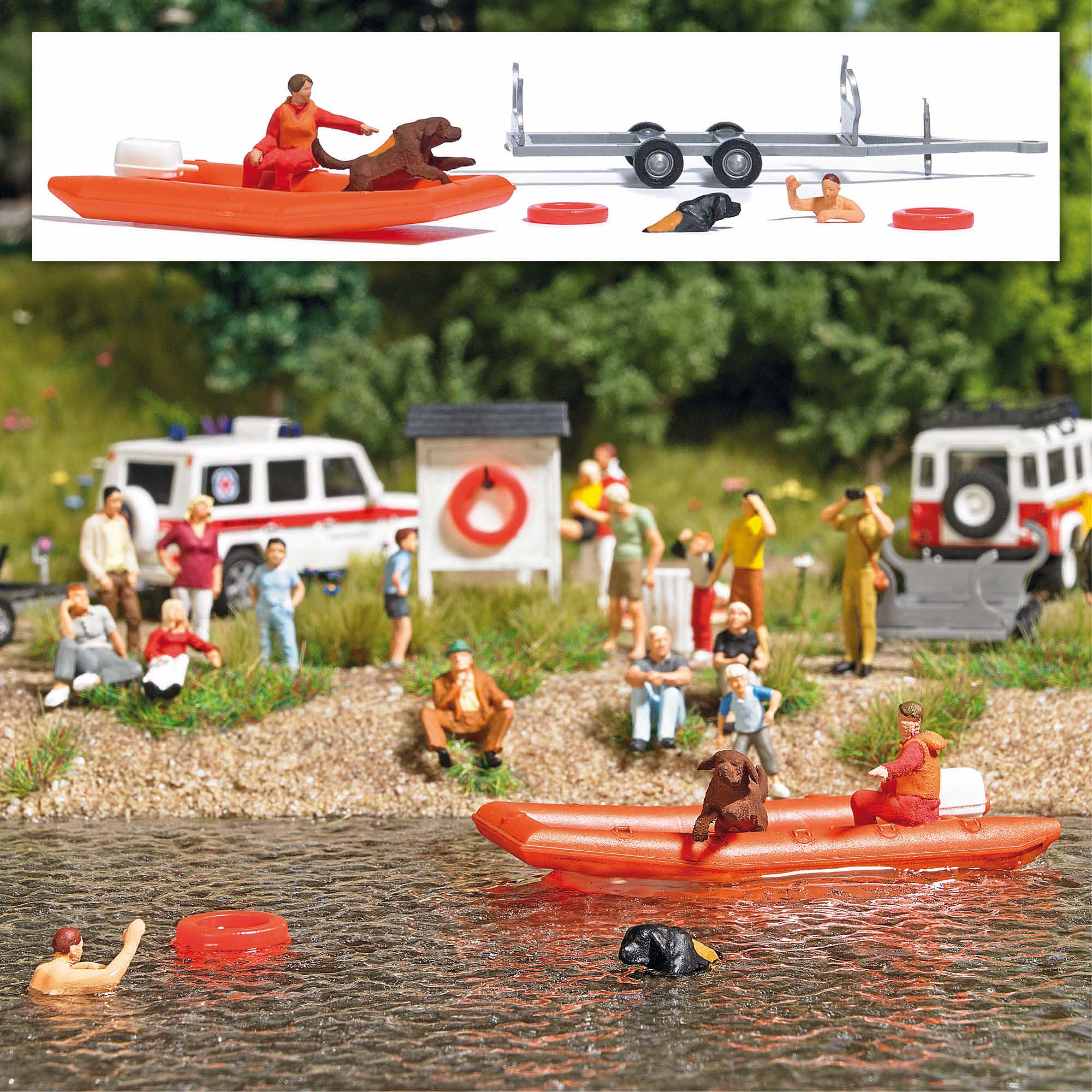 Busch Action Set: Wasserrettung mit Schlauchboot 