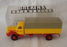Brekina Scania L100/50 Pritsche/Plane, gelb 