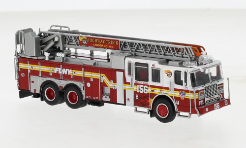 Brekina / PCX Ferrara Ultra FD-100 Rearmount Aerial Ladder"FDNY / Queens / Ladder 156 (Midwood)"