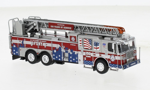 Brekina / PCX Ferrara Ultra FD-100 Rearmount Aerial Ladder (2013) "FDNY /150 Years / Ladder", NH 04/23