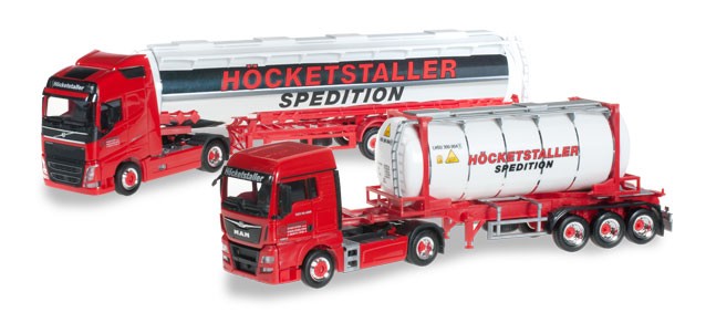 Herpa MAN TGX XLX Tankcontainer-SZ/Volvo FH 13 Jumbotank-SZ "Höcketstaller" 