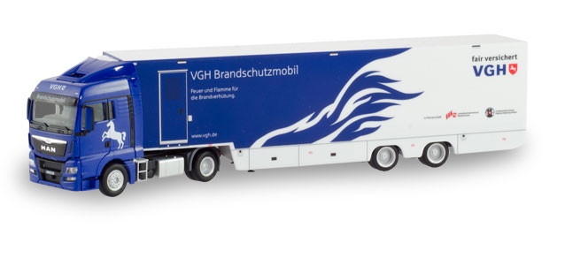 Herpa MAN TGX XLX Euro 6 mit verkleidetem Kofferauflieger "Brandschutz Truck"