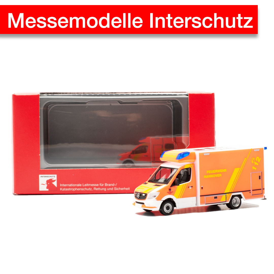 Herpa MB Sprinter `13 Fahrtec-RTW "Feuerwehr Hannover",Sondermodell Interschutz 2022 