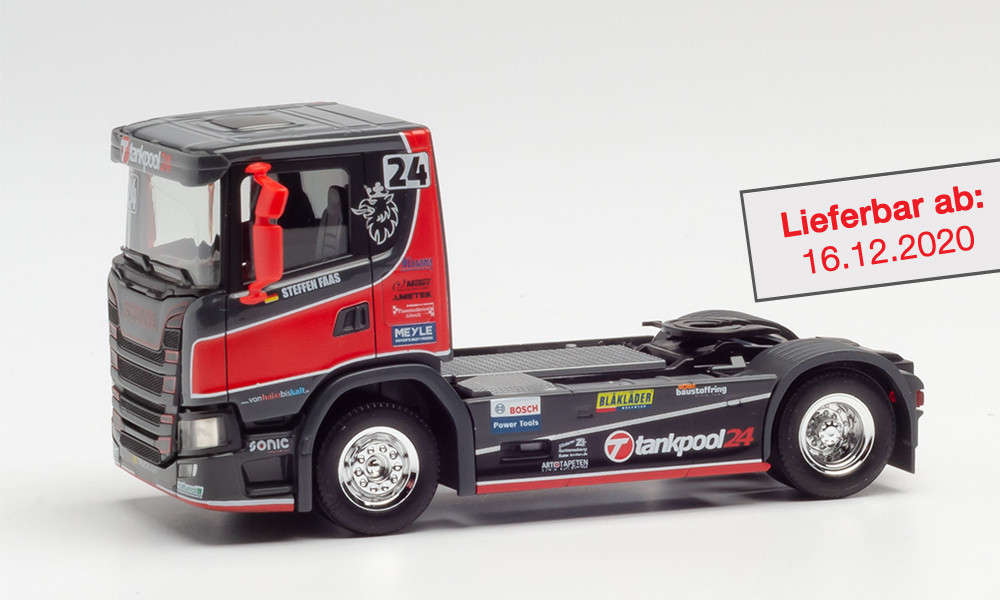 Herpa Scania CG17 Rennsport Solozugmaschine ”Tankpool 24”