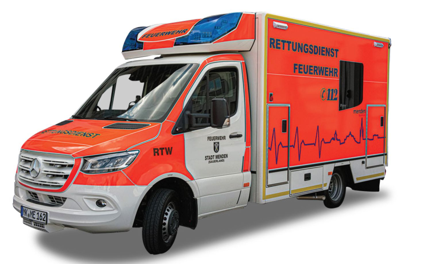 Herpa MB Sprinter `18 Fahrtec RTW 'Rettungsdienst Feuerwehr Menden' Sonderedition NRW 05/21