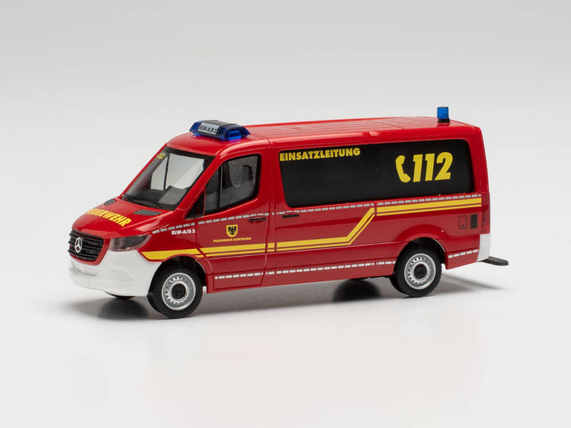 Herpa MB Sprinter (2018) Bus mit flachem Dach "Feuerwehr Dortmund / Einsatzleitung"