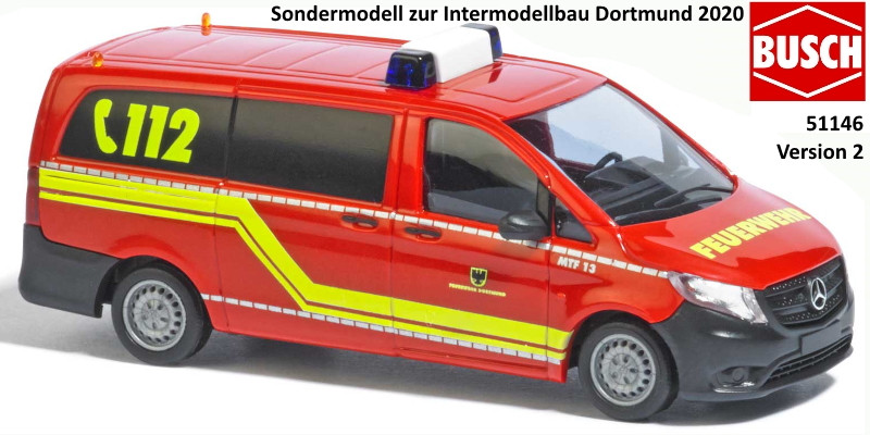 Busch MB Vito MTF Feuerwehr Dortmund ( Sondermodell Intermodellbau 2020)