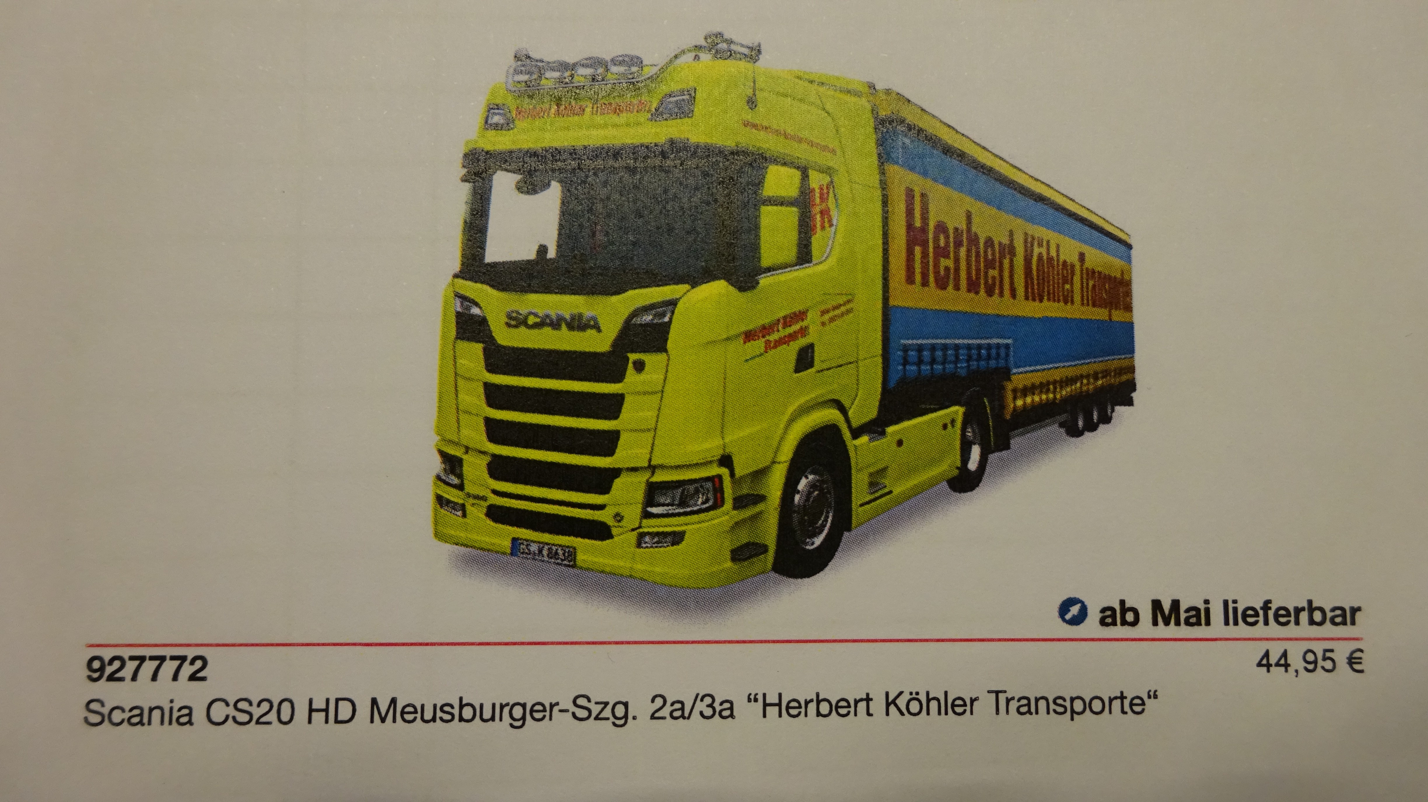 Herpa Scania CS 20 HD Herbert Köhler Transporte